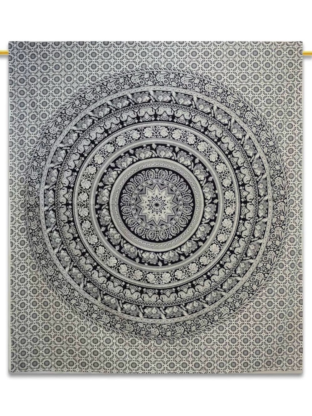 Mandala Wall Tapestry Black and White - Brand